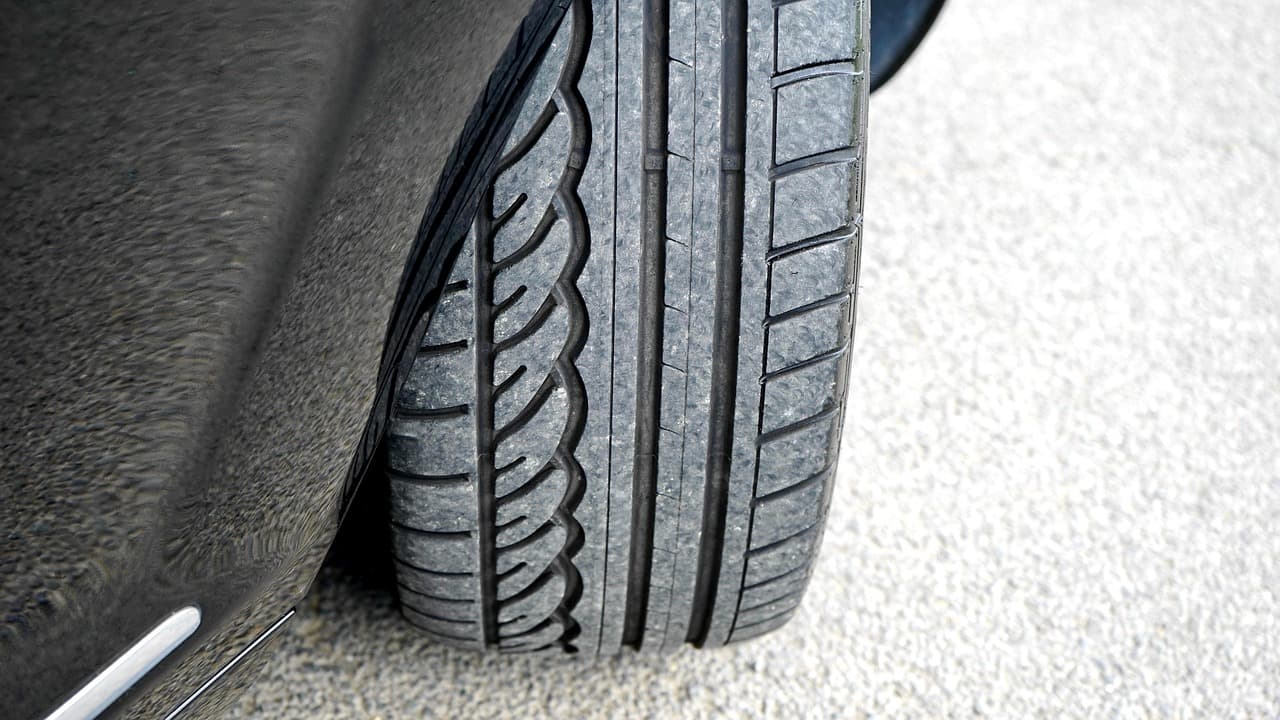 The tread of a car tyre, close up